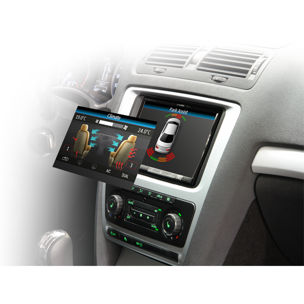 Videoadapter til VW/Seat/Skoda (klimavisning + parkeringssensor) - Alpine