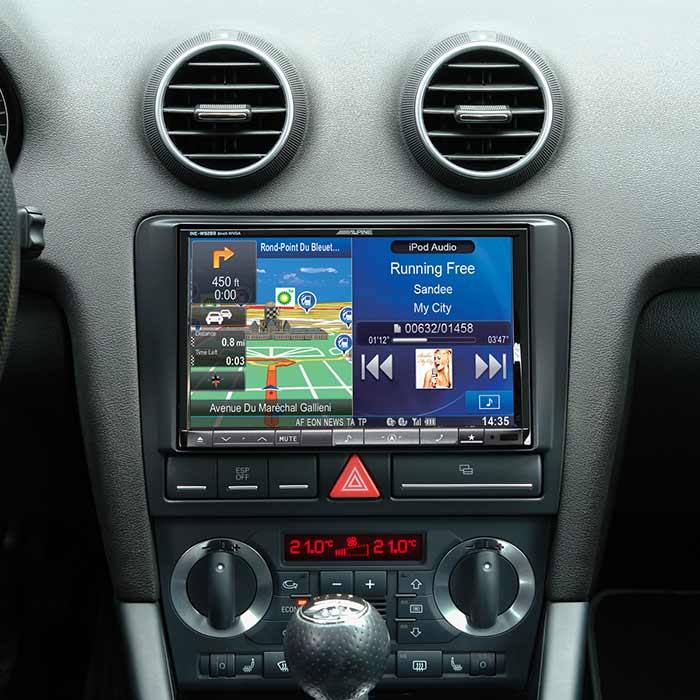 2-DIN 8 monteringskit til Audi A3 (2003 - 2008) med CAN-interface og ratstyring - Alpine