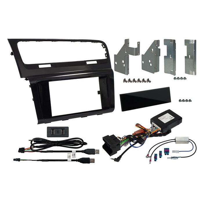 Monteringssæt til Alpine HALO 9/11 i VW Golf 7 (08/2013-02/2017) - understøtter ratknapper, MFD, USB/AUX, antenneadapter - Alpine