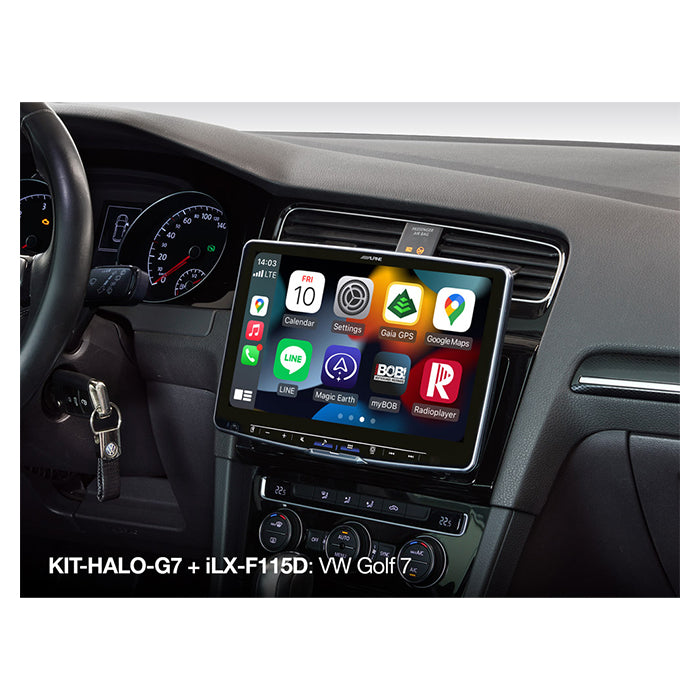 Monteringssæt til Alpine HALO 9/11 i VW Golf 7 (08/2013-02/2017) - understøtter ratknapper, MFD, USB/AUX, antenneadapter - Alpine
