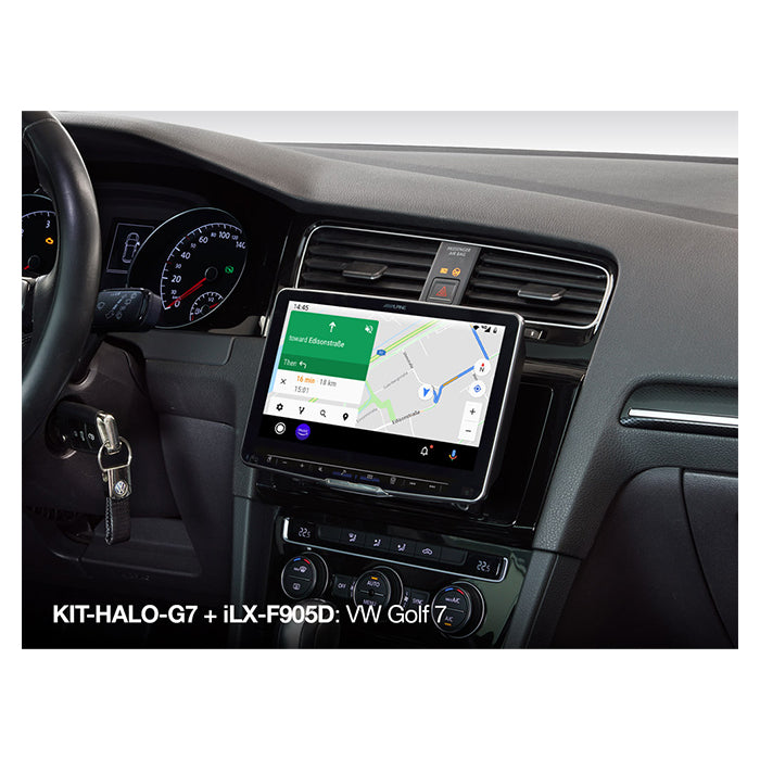Monteringssæt til Alpine HALO 9/11 i VW Golf 7 (08/2013-02/2017) - understøtter ratknapper, MFD, USB/AUX, antenneadapter - Alpine