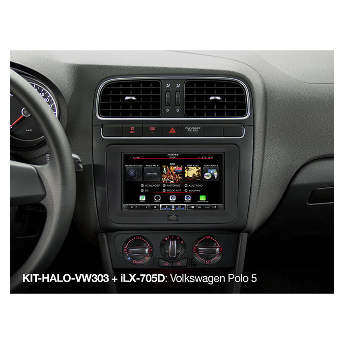 Monteringssæt til Alpine HALO 9/11 til VW, Seat, Skoda - bevaret ratkontrol & PDC, Alpine