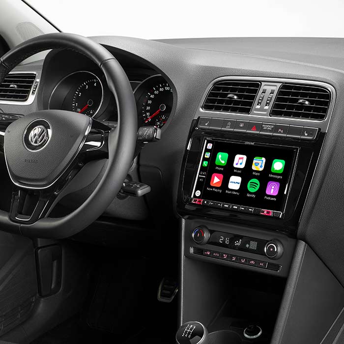 Monteringskit 2-DIN 8 til VW Polo 5 / GTI (2014->) - bevarer ratbetjening & infotain. funktioner, Alpine