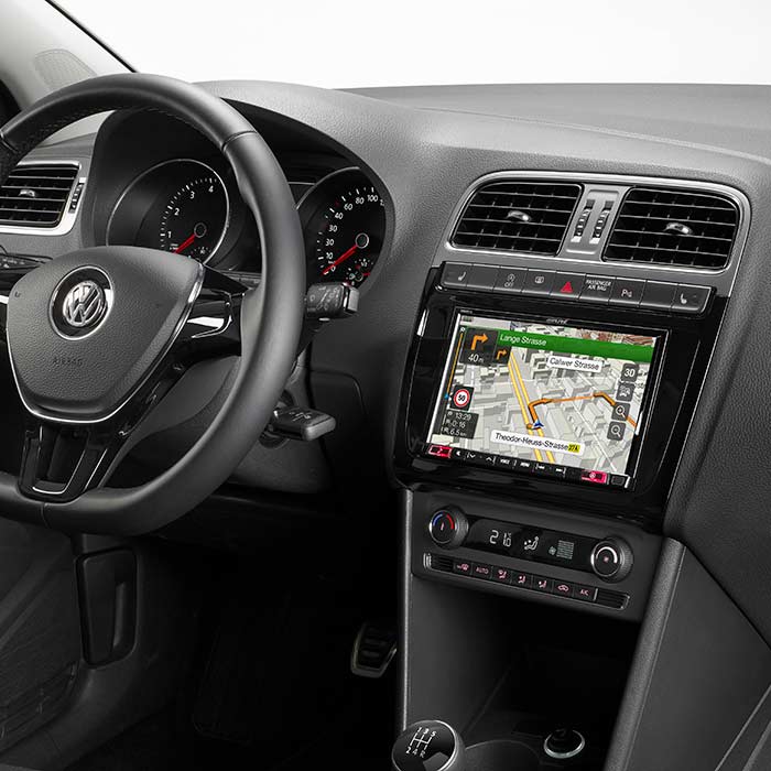 Monteringskit 2-DIN 8 til VW Polo 5 / GTI (2014->) - bevarer ratbetjening & infotain. funktioner, Alpine