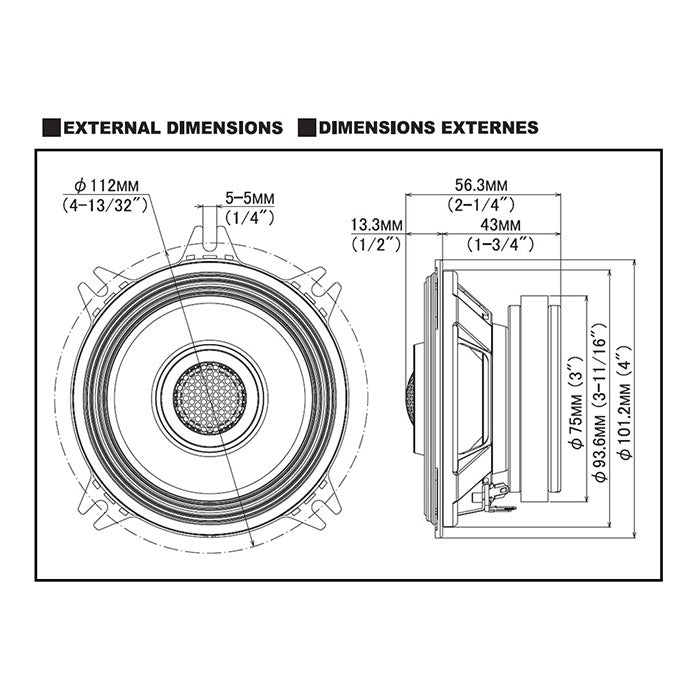 10 cm 2-vejs coaxial højttaler 220W - Alpine