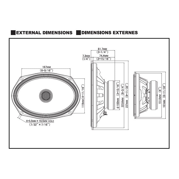 6x9 2-vejs coaxial bilhøjttaler 260W - Alpine