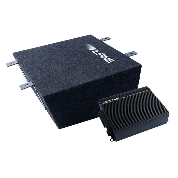 Alpine subwoofer + 550W DSP-forstærker til eftermonteret radio - Alpine