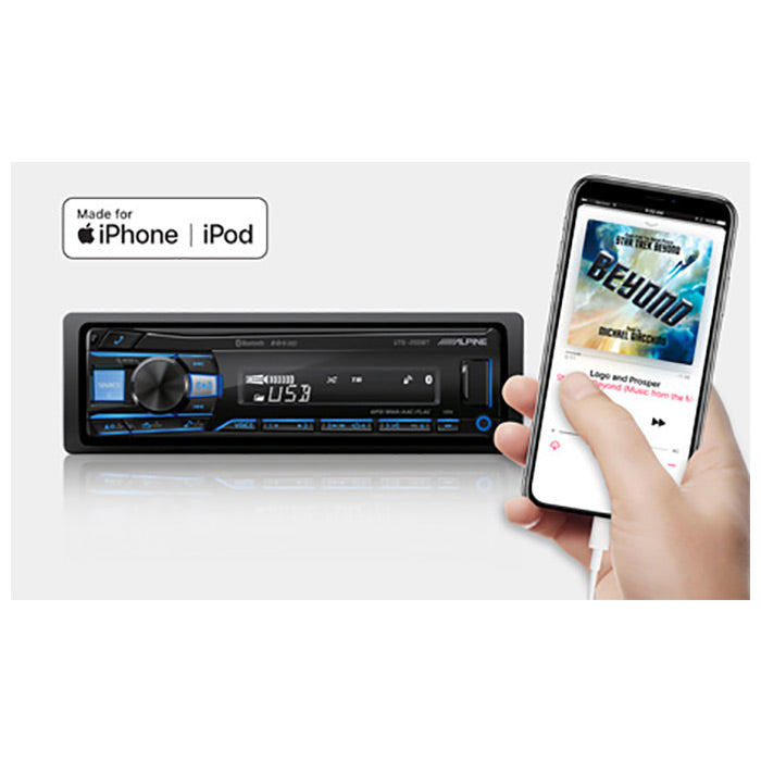 Bilradio med Bluetooth, USB og AUX, 2-line display - Alpine