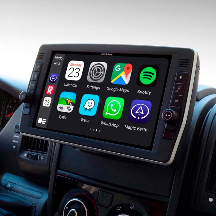 9 multimedieenhed m/CarPlay & campernavigation til Fiat Ducato 2006+ - Alpine Style