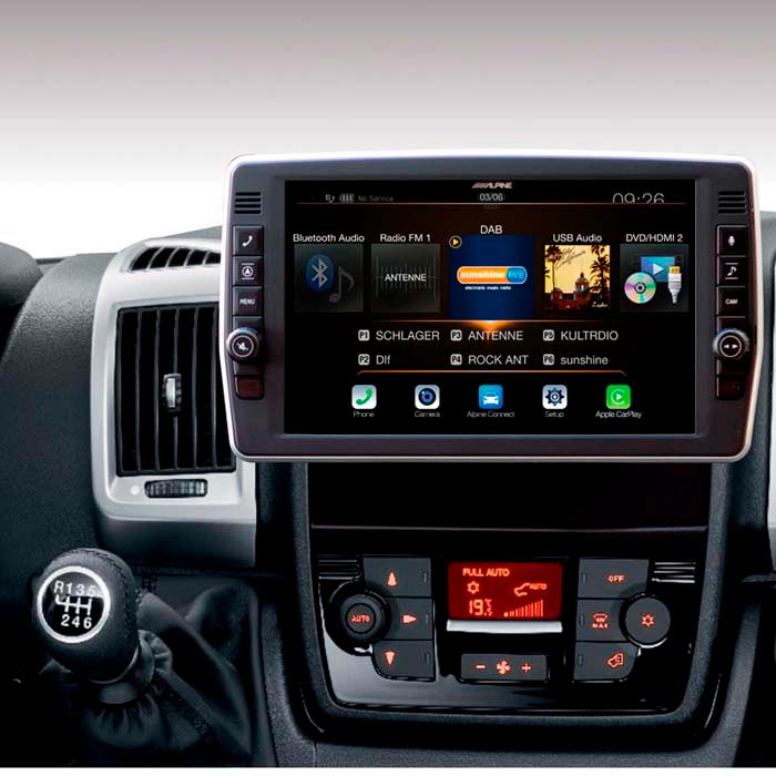 9 multimedieenhed m/CarPlay & campernavigation til Fiat Ducato 2006+ - Alpine Style