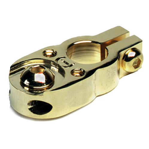 Batteriklemme polsko minus 2x10 mm² forgyldt, 1x M8 - caliber