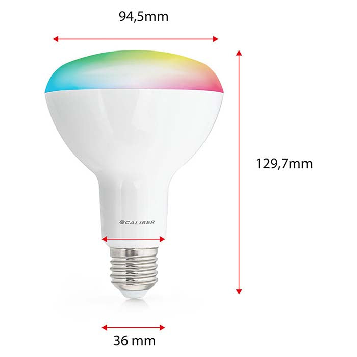 Smart LED BR30 E27 9W 720lm farve + hvid styrbar via Wi‑Fi/Bluetooth Tuya - Caliber