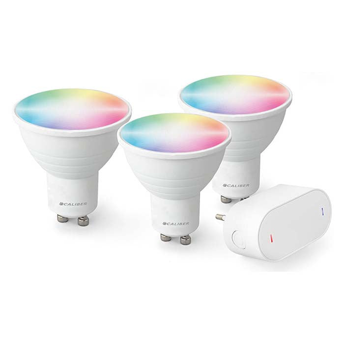 GU10 LED-pærer smart starterpack 3-pack, Bluetooth/WiFi, 300 lm, 5W - Caliber