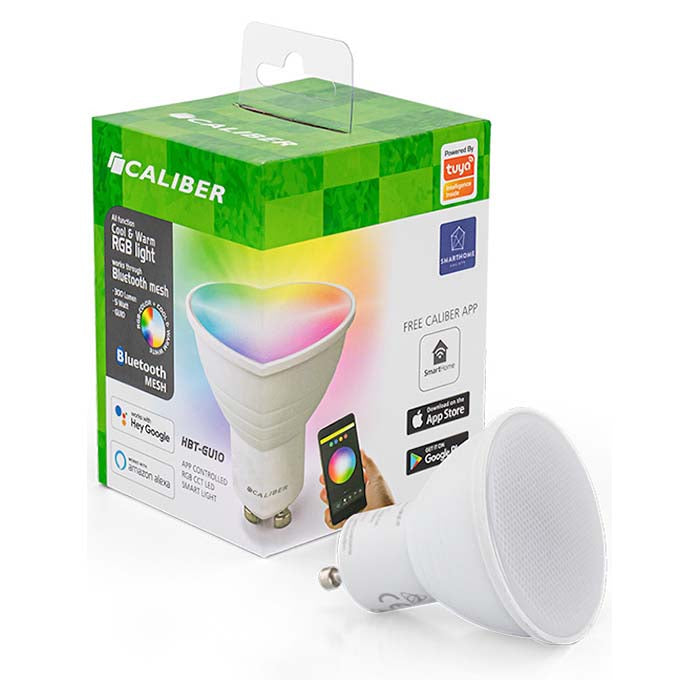 GU10 Smart LED-pære 5W 300lm hvid/multicolor, Bluetooth/WiFi, kompatibel med Alexa/Google/Siri - Caliber