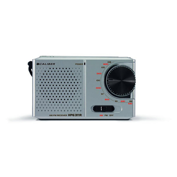 Kompakt bærbar FM/AM-radio med teleskopantenne og hovedtelefonudgang - Caliber