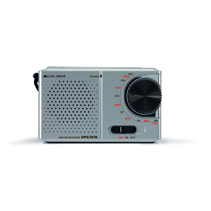 Kompakt bærbar FM/AM-radio med teleskopantenne og hovedtelefonudgang - Caliber