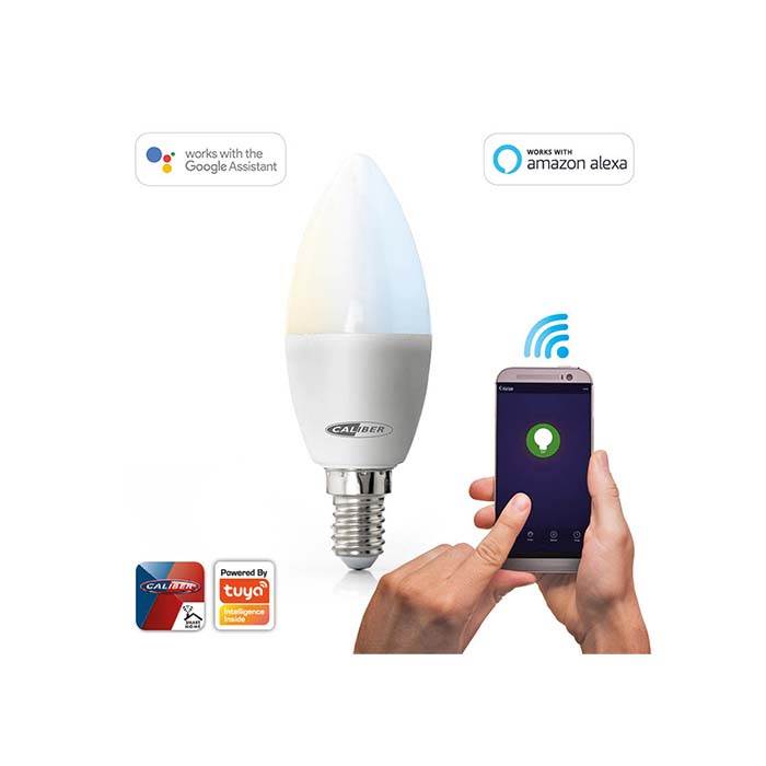 E14 Smart LED-pære varm/kold hvid, WiFi app-styret - Caliber