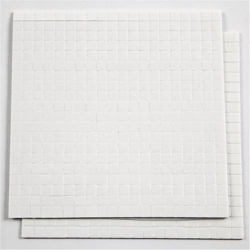 3D klæbepuder, str. 5x5 mm, tykkelse 1 mm, hvid, 2x400 stk., 2 ark/ 1 pk.