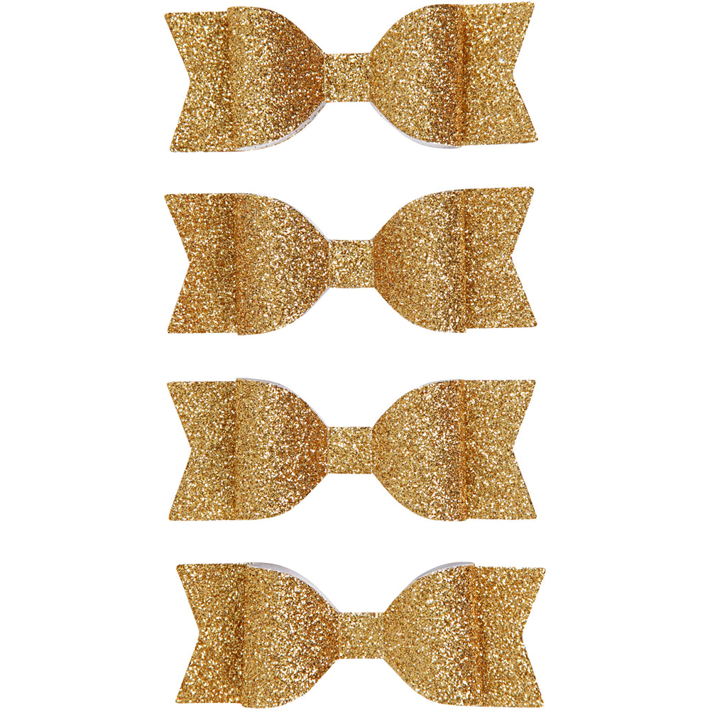 Sløjfe , str. 31x85 mm, guld glitter, 4 stk./ 1 pk.
