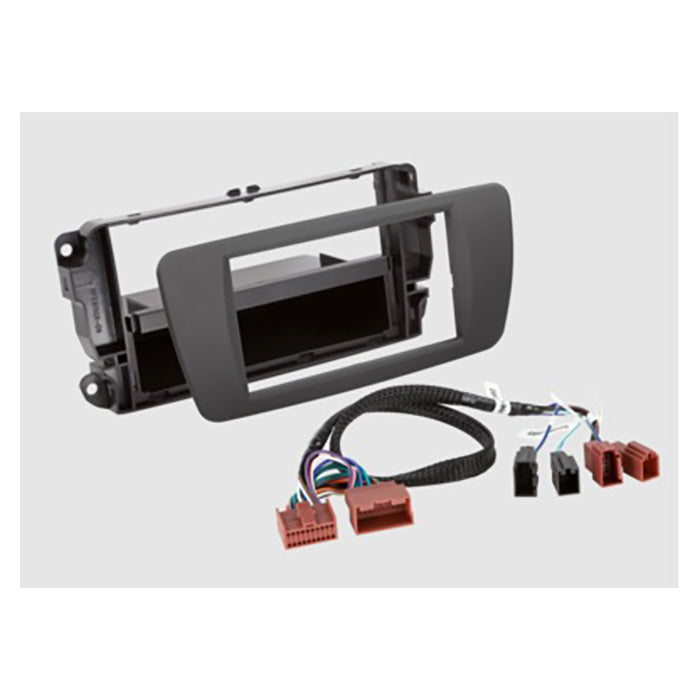 2-DIN radioramme + ledningssæt til Seat Ibiza 6J Facelift 03/2012-06/2015, grå - acv