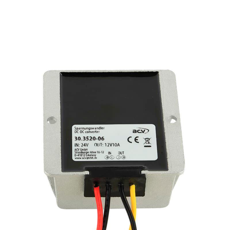 24V til 12V omformer 10A - DC step-down konverter, 10A output, kompakt design - ACV