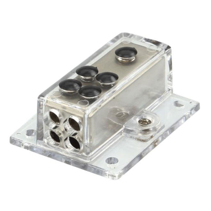 Fordelerblok 1x20→4x10mm² sølv - effektiv strømdeling, ACV