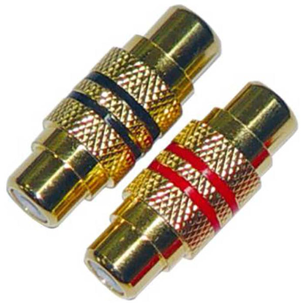 RCA hun-til-hun adapter, guldbelagt, sæt (rød+sort) - Phonostik