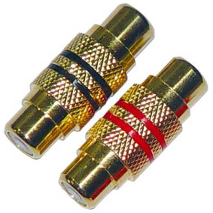 RCA hun-til-hun adapter, guldbelagt, sæt (rød+sort) - Phonostik