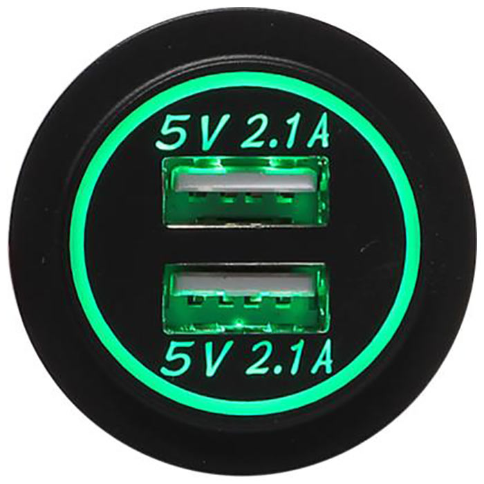 USB ladeadapter 12/24V med grønt lys USB-A 5V 4,2A til bil og lastbil - acv