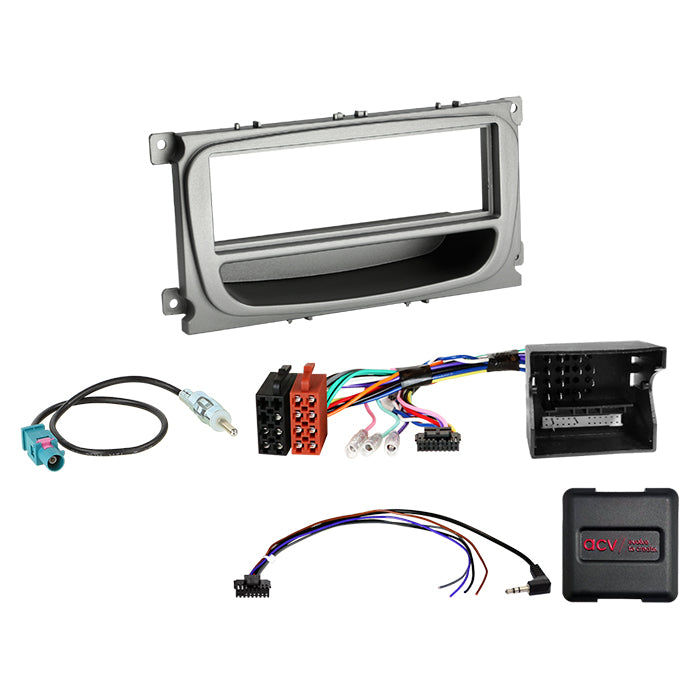 Komplet 1-DIN Kit Ford sølv /CAN Bus Fakra