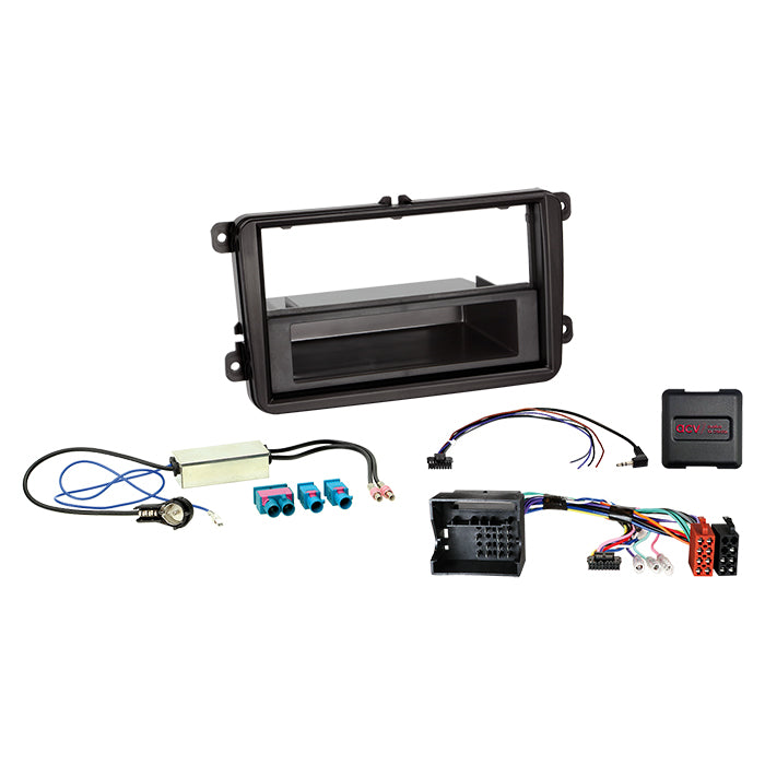 2-ISO kit m/lomme Seat/Skoda/VW ratbetj./antenne ISO