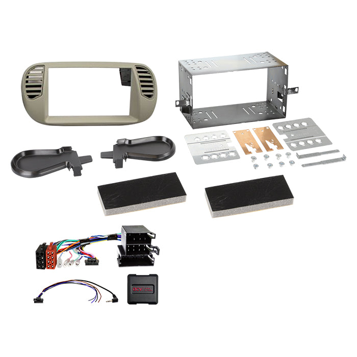 Komplet 2-DIN Kit Fiat 500 10/2007-07/2015 grå