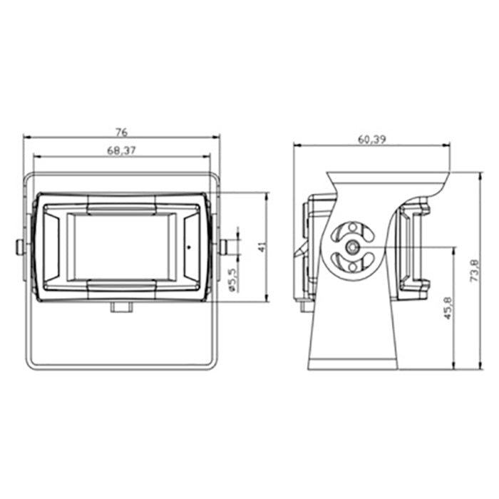 Bakkamera universal 170° vidvinkel sort 12V med nattesyn og hjelpelinjer - acv