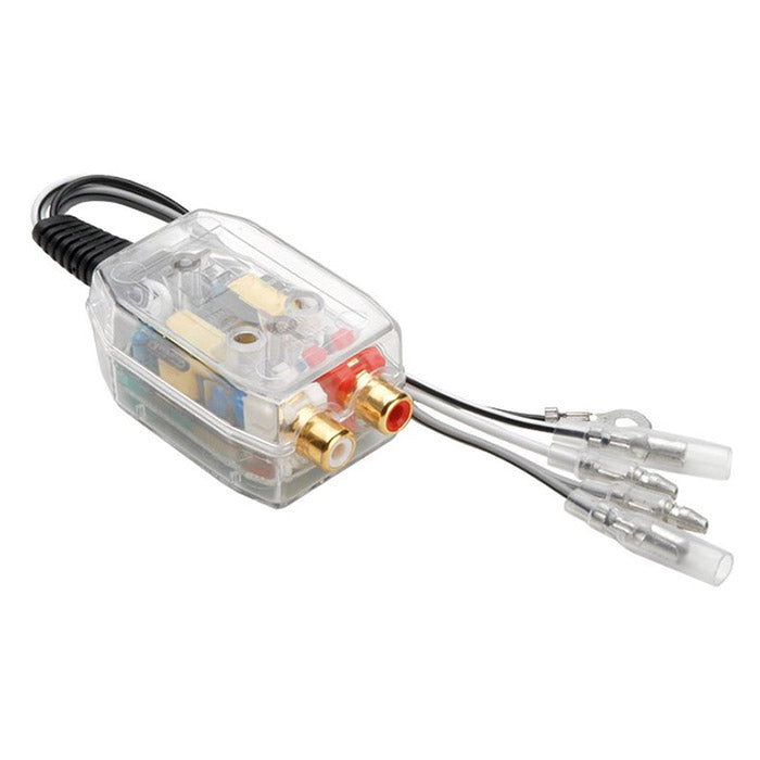 High/Low lydkonverter til bil (NF til Cinch) med galvanisk afkobling, potentiometer, guldbelagte stik - AMPIRE