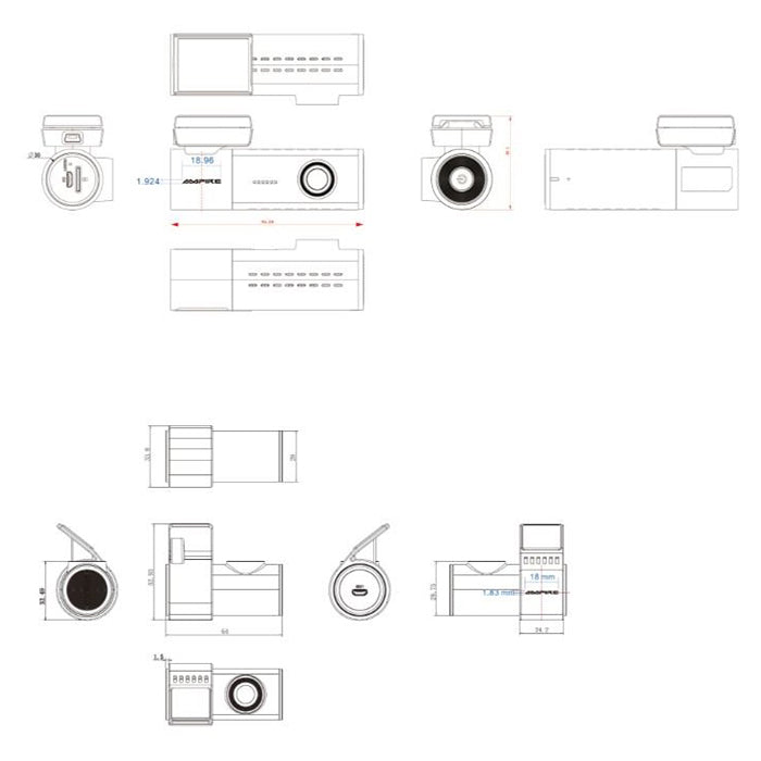 2K Quad-HD for- & bagdashcam med GPS, WiFi & 3D G-sensor, 12V/24V - Ampire