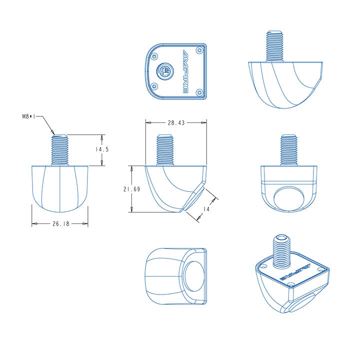 Bakkamera 155° vidvinkel, vandtæt IP69K, 8m kabel - Ampire