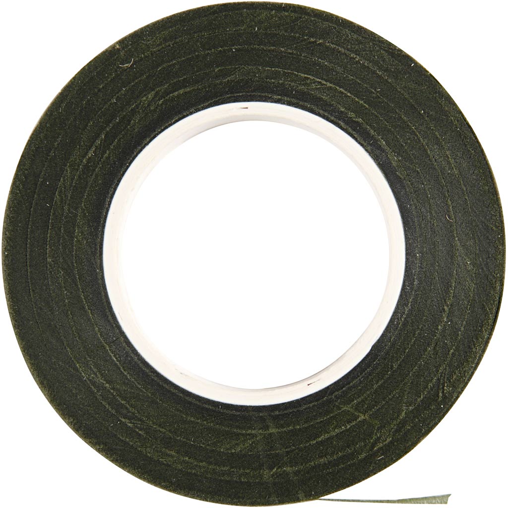 Blomstertape, B: 12 mm, mørk grøn, 27 m/ 1 rl.