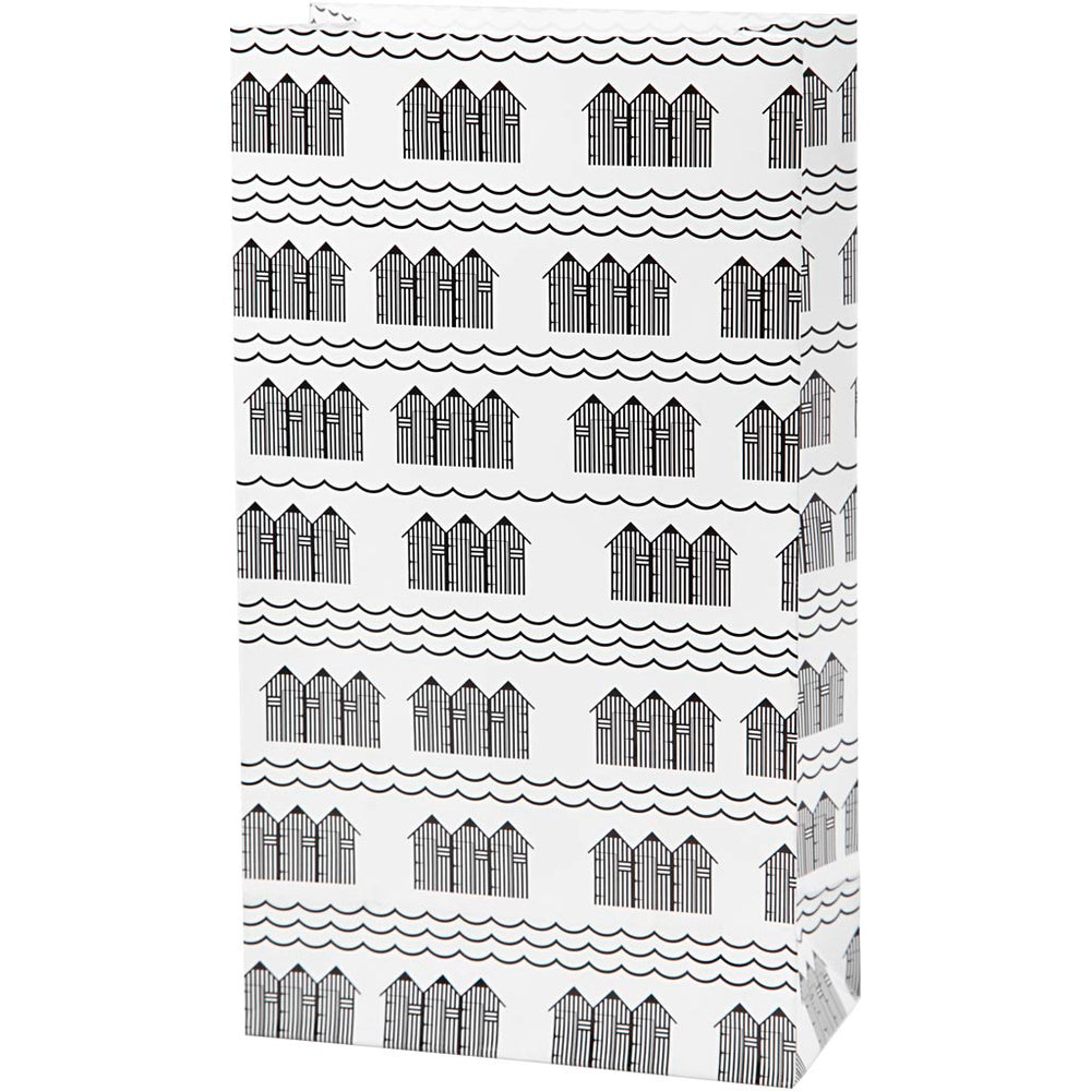 Papirposer, H: 21 cm, str. 6x12 cm, 80 g, sort, hvid, 8 stk./ 1 pk.