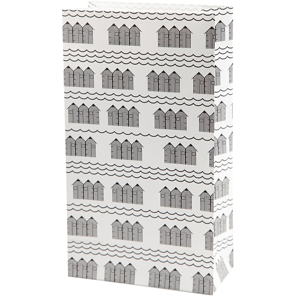 Papirposer, H: 21 cm, str. 6x12 cm, 80 g, sort, hvid, 8 stk./ 1 pk.
