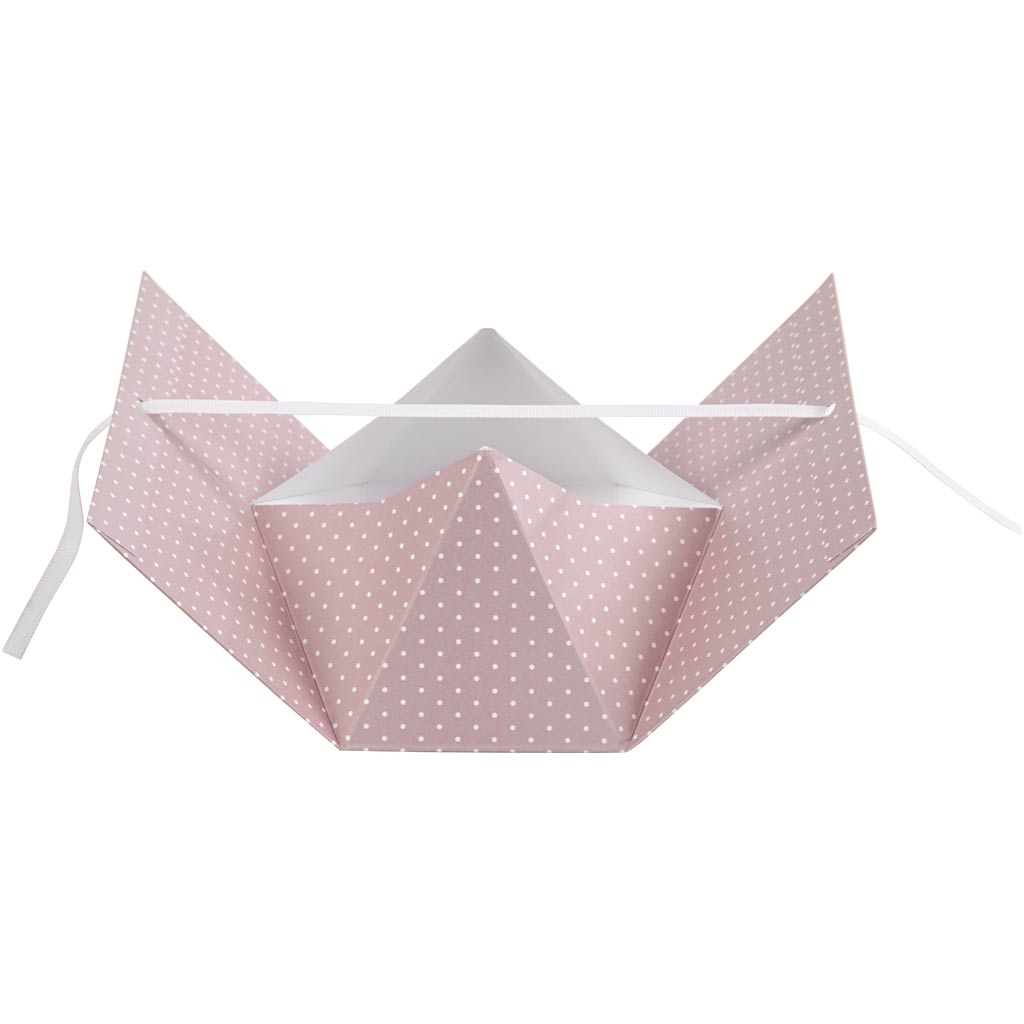 Gaveæske, prikker, str. 15x7x8 cm, 250 g, rosa, hvid, 3 stk./ 1 pk.