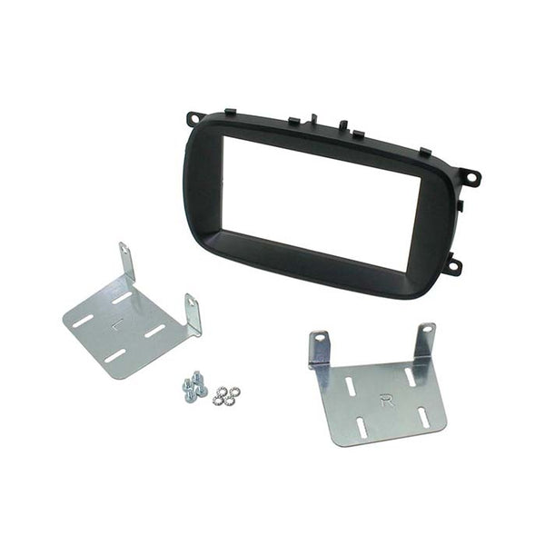 2-DIN monteringskit til Fiat 500X 2015-2021, sort fasciaplade, max dybde 145 mm - Connects2