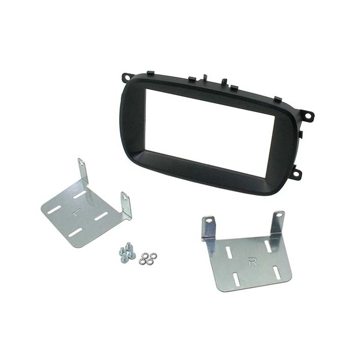 2-DIN monteringskit til Fiat 500X 2015-2021, sort fasciaplade, max dybde 145 mm - Connects2