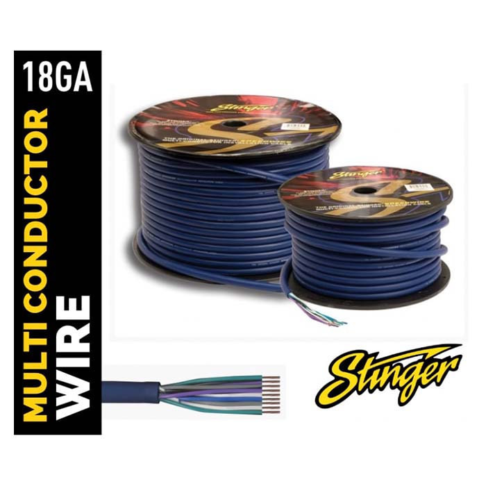 Højttalerkabel 9-ledet 6,1 m 18GA farvekodet til A4-kanalopsætning Stinger