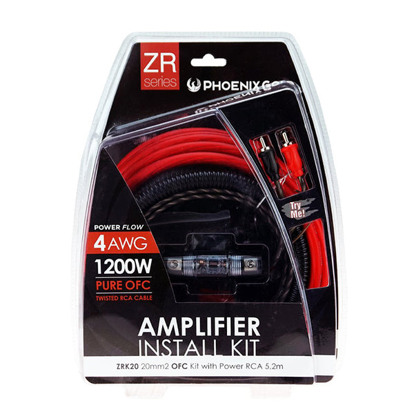 Kabelkit OFC 20mm² 5,2m til billyd 1200W - Phoenix Gold