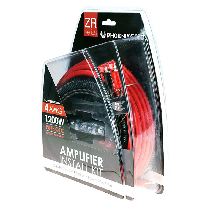 Kabelkit OFC 20mm² 5,2m til billyd 1200W - Phoenix Gold