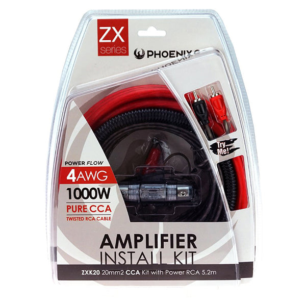 Kabelkit 20mm² CCA til bilforstærker op til 1000W - Phoenix Gold