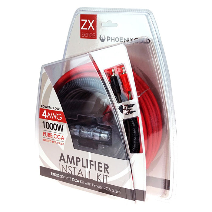 Kabelkit 20mm² CCA til bilforstærker op til 1000W - Phoenix Gold