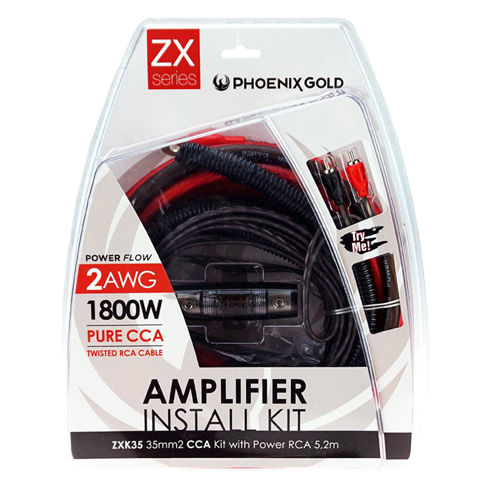 35 mm² CCA kabelkit 5,2 m til bilforstærker 1800W - Phoenix Gold