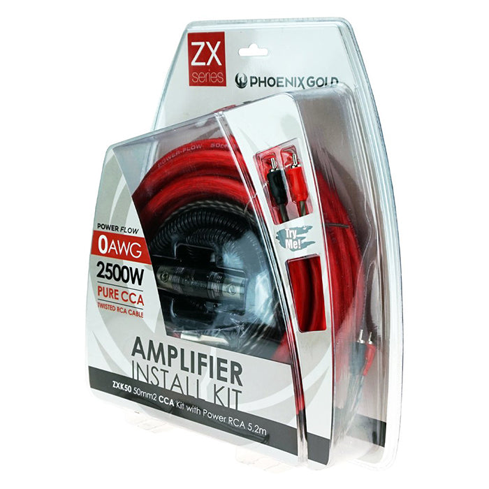 Kabelkit 50mm² CCA 50 kV til 2500W bilforstærker - Phoenix Gold
