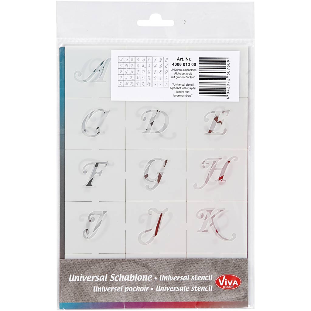 Alsidige skabeloner med bogstaver og tal, A5, 3 ark